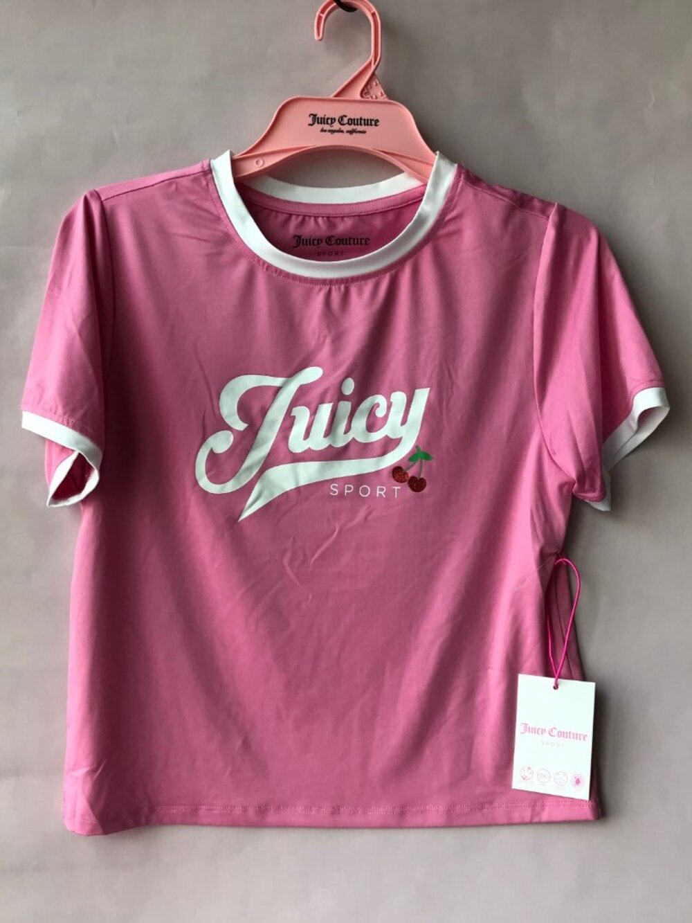 Juicy Couture Sport Pink Logo Crew Neck Short Sleeve T-Shirt Size : XL